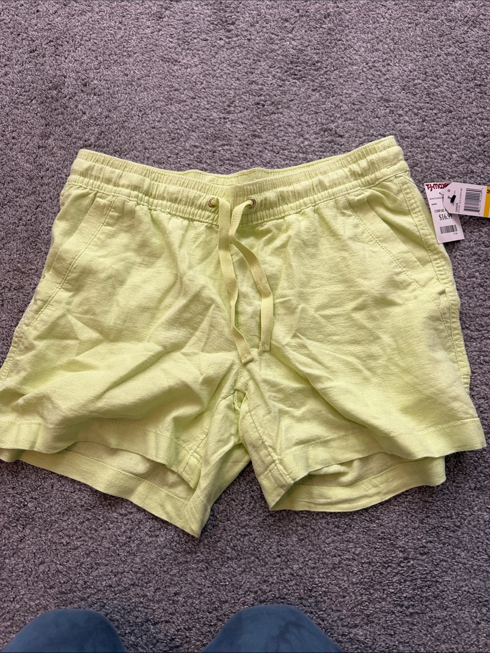 Nautica Men's Neon Lime Elastic Drawstring Swim Trunks